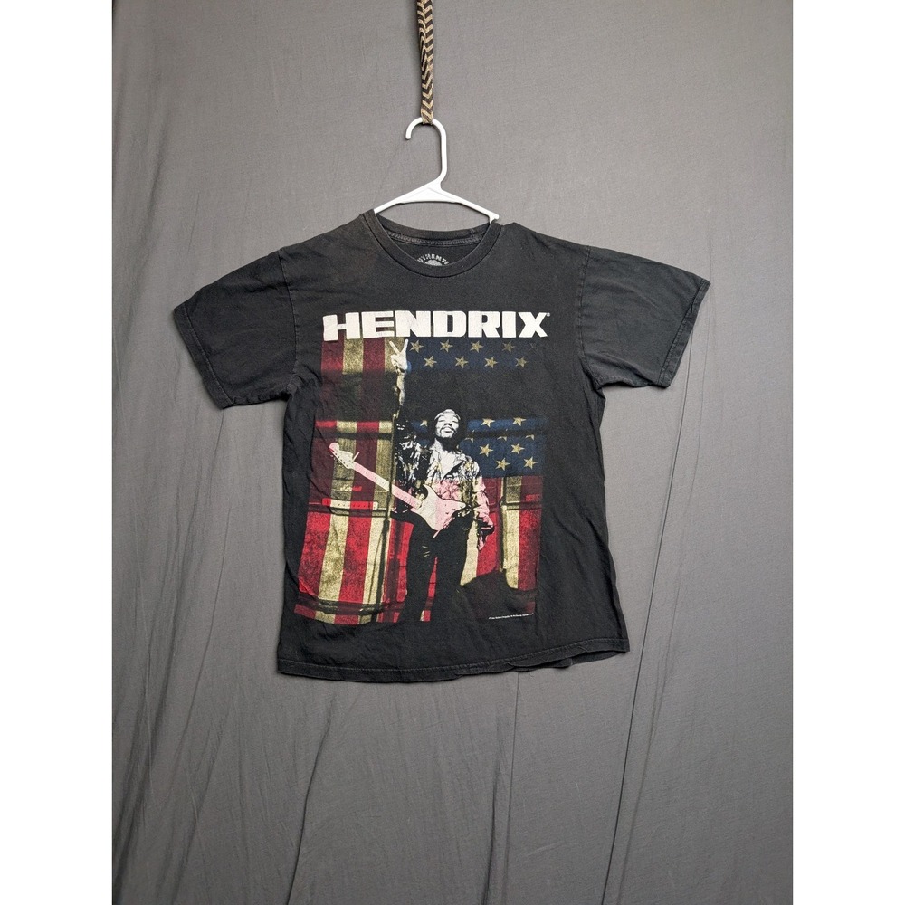 Jimi Hendrix - American Flag Authentic Hendrix T-Shirt (Adult Size Medium) Black